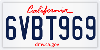 CA license plate 6VBT969