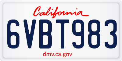 CA license plate 6VBT983