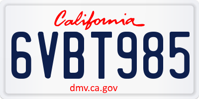 CA license plate 6VBT985