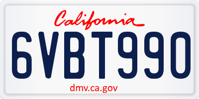 CA license plate 6VBT990