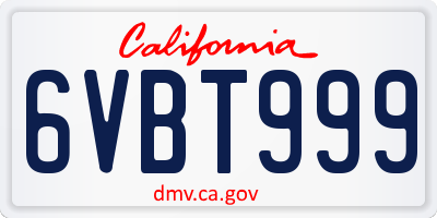 CA license plate 6VBT999