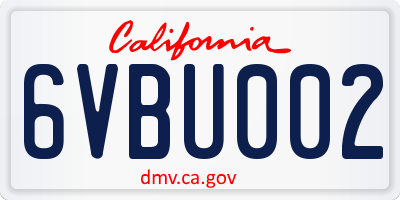 CA license plate 6VBU002