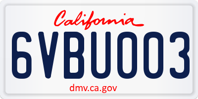 CA license plate 6VBU003