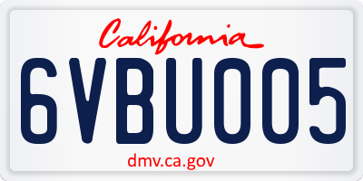 CA license plate 6VBU005