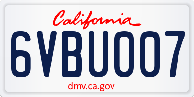 CA license plate 6VBU007
