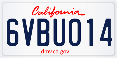 CA license plate 6VBU014