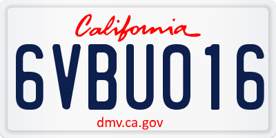 CA license plate 6VBU016