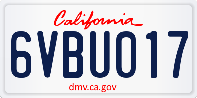 CA license plate 6VBU017