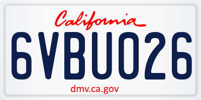 CA license plate 6VBU026