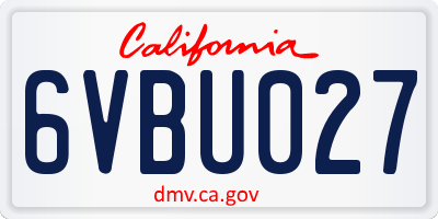 CA license plate 6VBU027