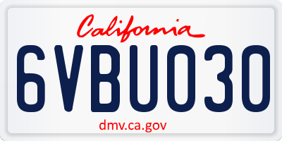CA license plate 6VBU030