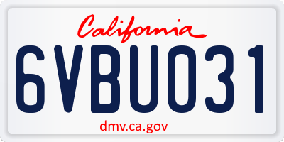 CA license plate 6VBU031