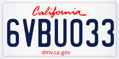CA license plate 6VBU033