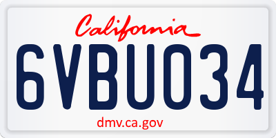 CA license plate 6VBU034