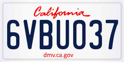CA license plate 6VBU037