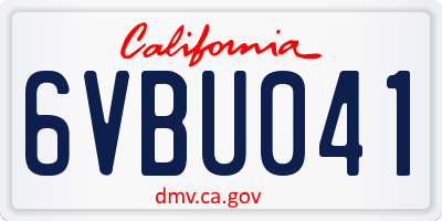CA license plate 6VBU041