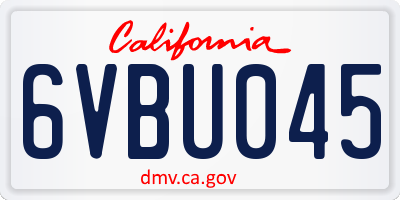 CA license plate 6VBU045