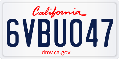 CA license plate 6VBU047