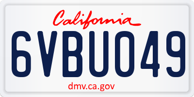 CA license plate 6VBU049
