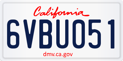 CA license plate 6VBU051