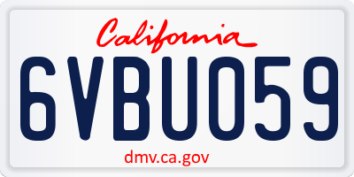 CA license plate 6VBU059