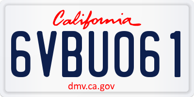 CA license plate 6VBU061