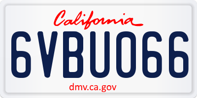 CA license plate 6VBU066