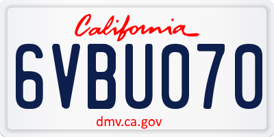 CA license plate 6VBU070