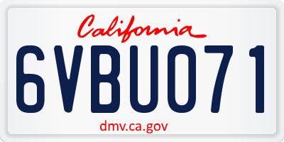 CA license plate 6VBU071