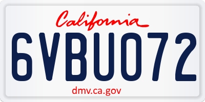 CA license plate 6VBU072