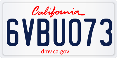 CA license plate 6VBU073