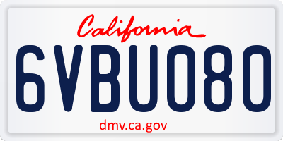 CA license plate 6VBU080