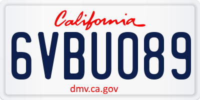 CA license plate 6VBU089