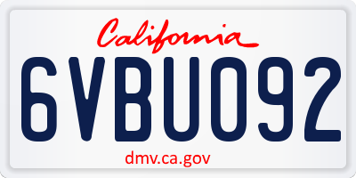 CA license plate 6VBU092
