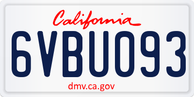 CA license plate 6VBU093