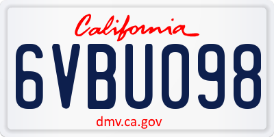 CA license plate 6VBU098