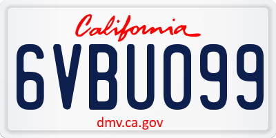 CA license plate 6VBU099