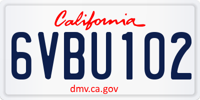CA license plate 6VBU102