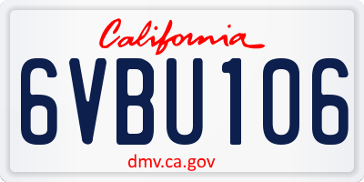CA license plate 6VBU106