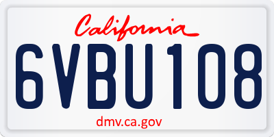CA license plate 6VBU108