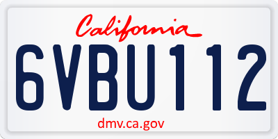CA license plate 6VBU112
