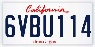 CA license plate 6VBU114