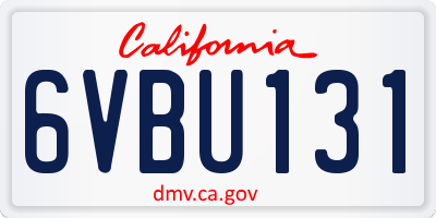 CA license plate 6VBU131