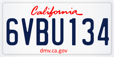 CA license plate 6VBU134