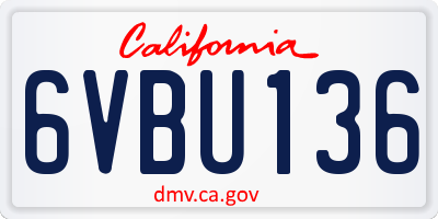 CA license plate 6VBU136