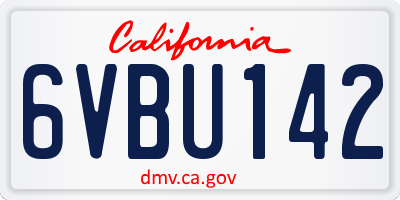CA license plate 6VBU142
