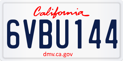 CA license plate 6VBU144