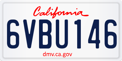 CA license plate 6VBU146
