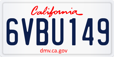 CA license plate 6VBU149