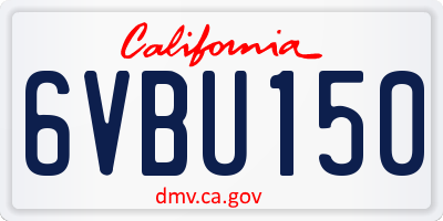 CA license plate 6VBU150